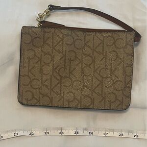 Calvin Klein, Leather, Clutch, Brown